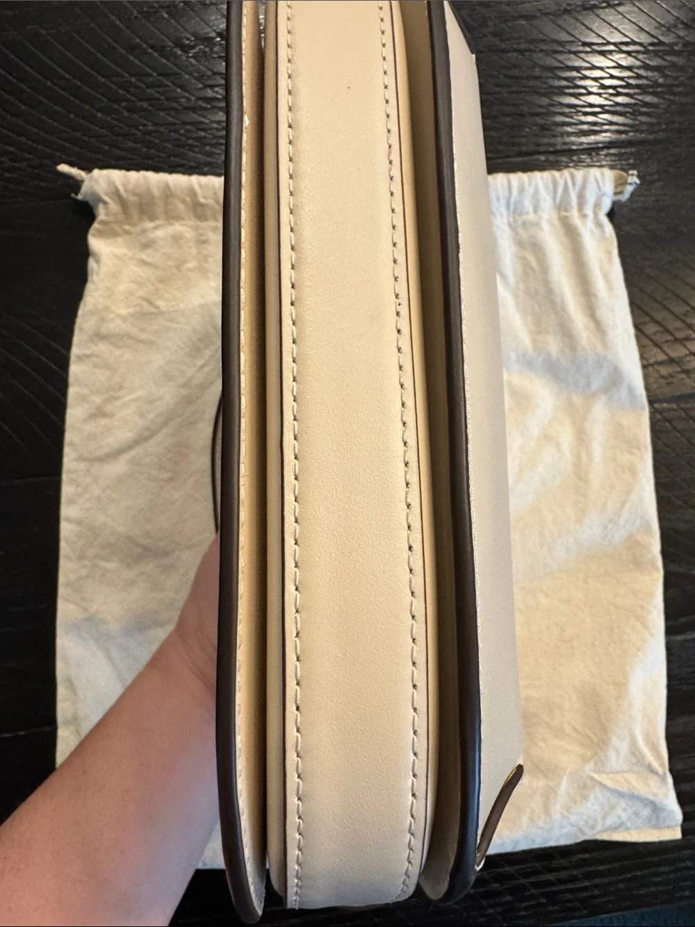 Tory Burch Cream Eleanor Crossbody Slim Saddle Bag